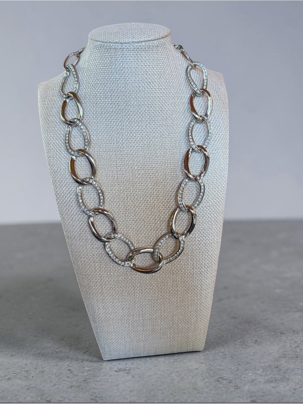 Premier Designs Retired Regal Silver Oval Link Necklace